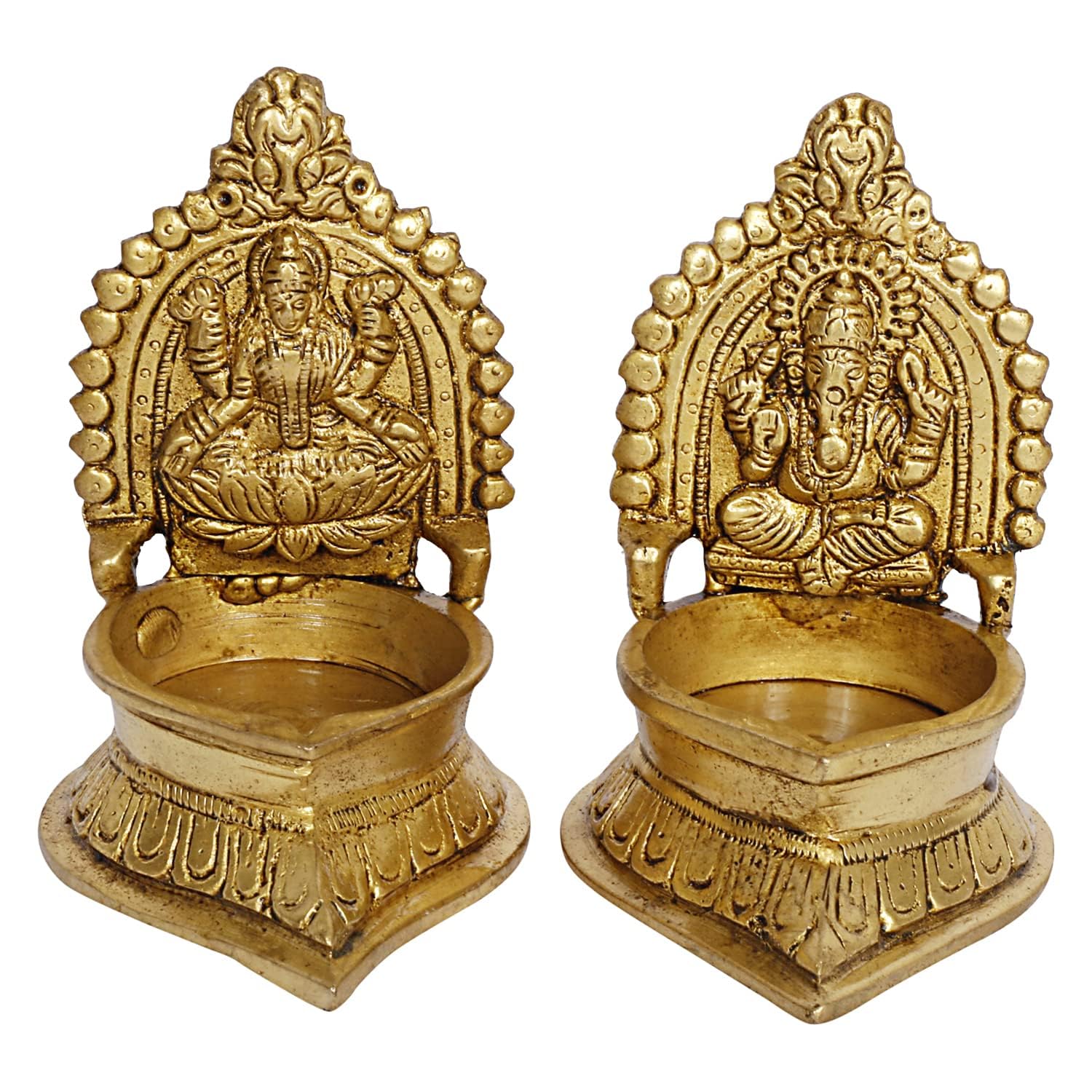 Brass Lakshmi Ganesh Pair Diya for Pooja/ Diwali/ Gift Item